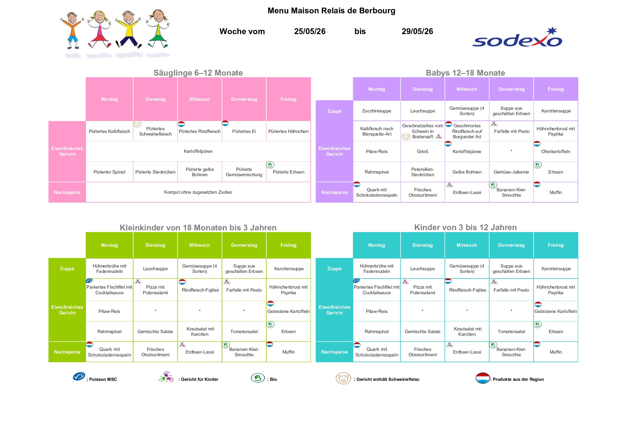 Menu semaine 2026.22 25.05-29.05.2026