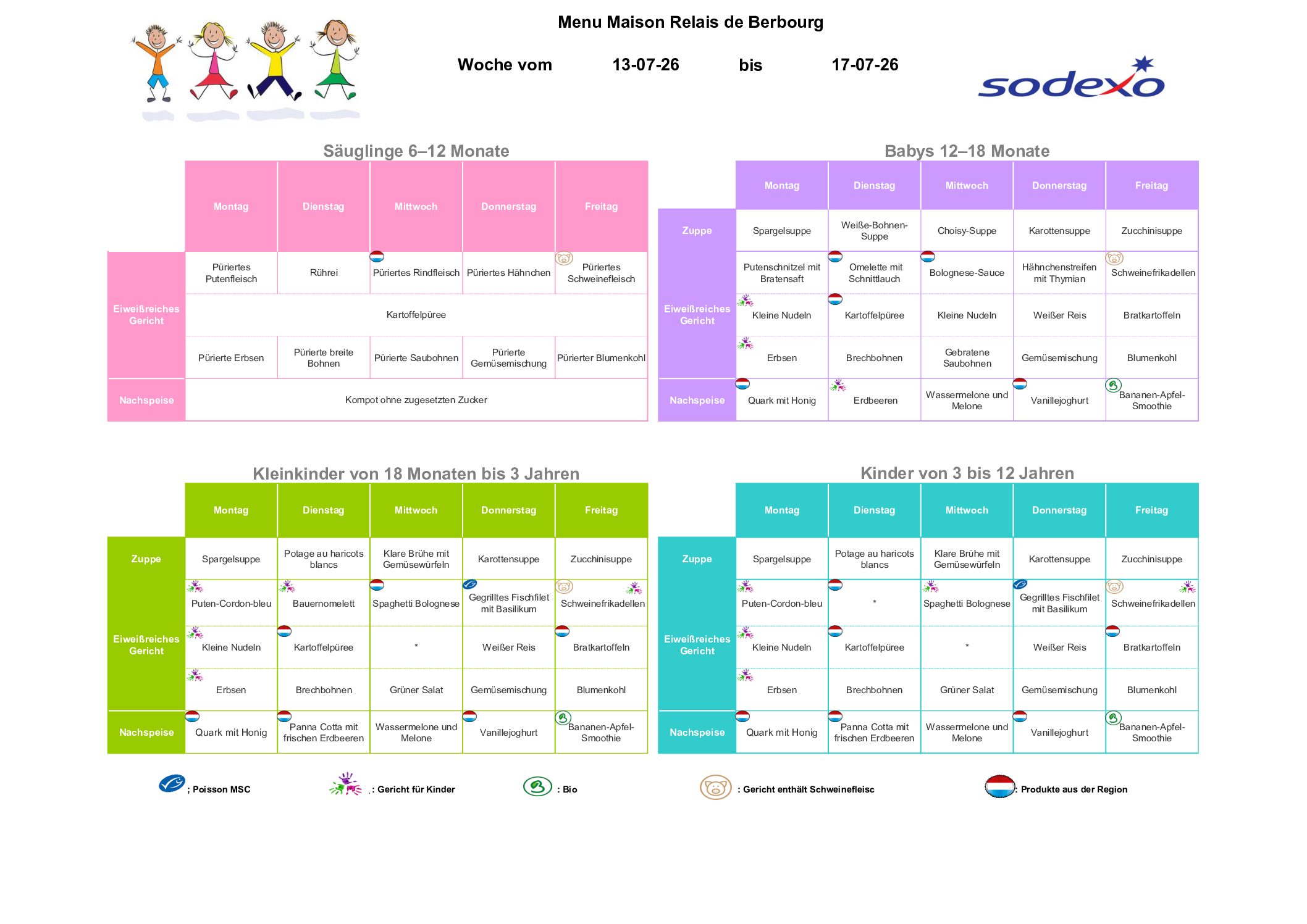 Menu semaine 2026.29 13.07-17.07.2026
